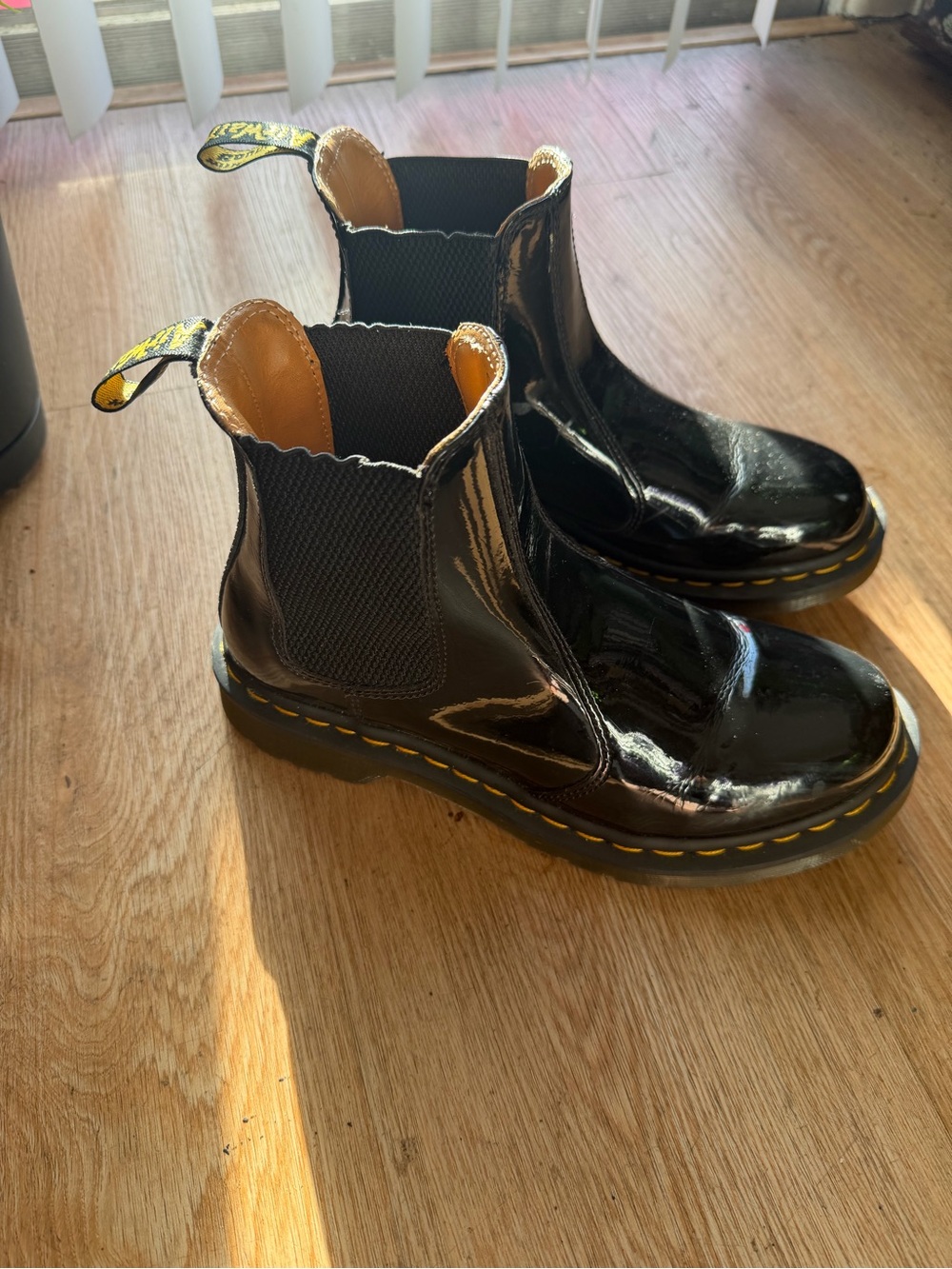 Dr. Martens Inspired Black Patent Chelsea Boots - women 8